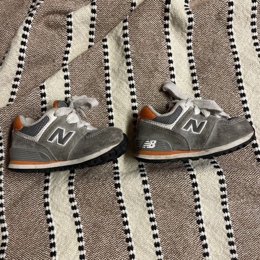 Toddler New Balance 574 Grey and Orange Classic Size 5